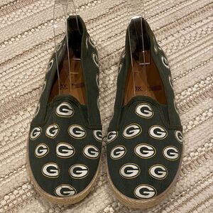 GREEN BAY PACKERS NFL Women's Canvas Espadrille Flat Shoes Sz 9.5